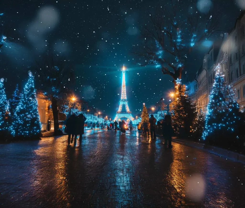 Torre Eiffel Navidad Noche 1